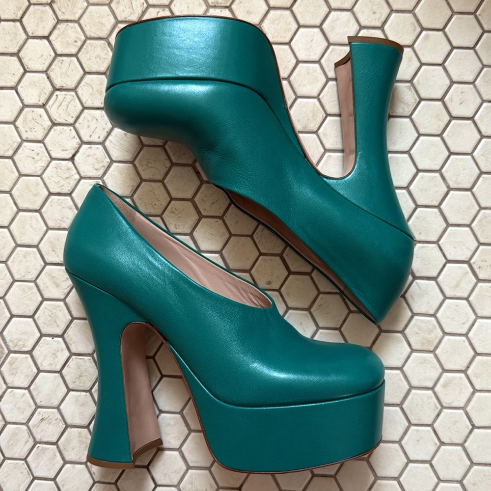 Miu Miu teal platform heels - Picture 12 of 15